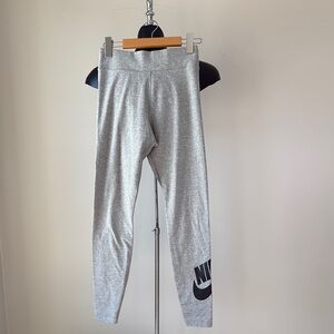 Nike Heather Gray Leggings with Black Logo